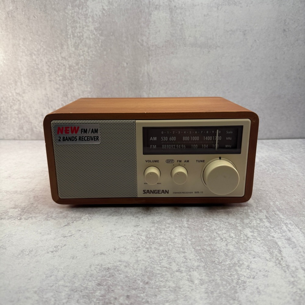 Sangean WR-11 AM/FM 2 Bands Wooden Cabinet Radio MCM Style (Tested & Works)